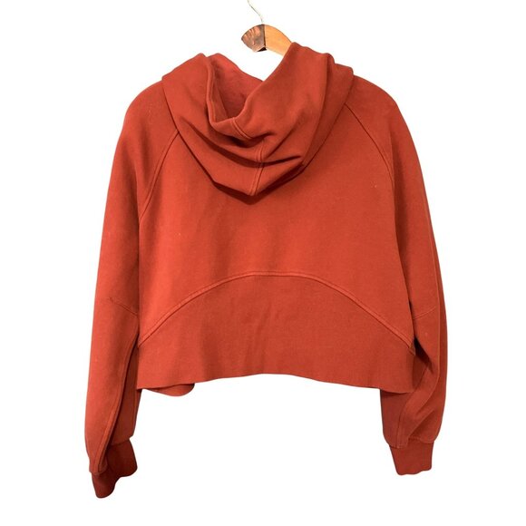 Brown Cropped Oversize Hoodie With Half-Zip & Front Pocket - Picture 3 of 5